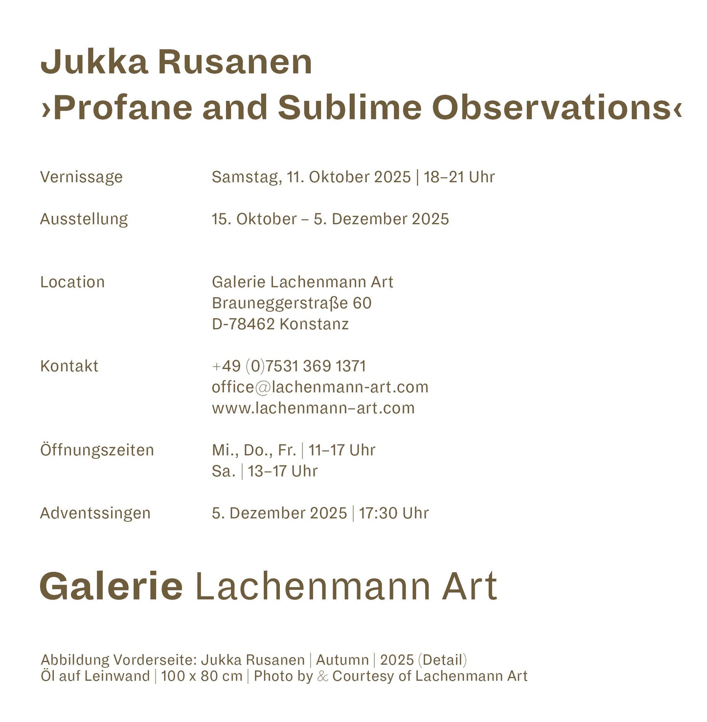 Jukka Rusanen ›Profane and Sublime Observations‹ 15.10.—5.12.2025