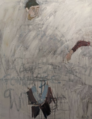 Chris Newman, o.T., 2019, Acryl und Kohle auf Leinwand, 150x120cm