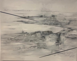 Deniz Alt, Zeitlinien, 2018, Öl auf Leinwand, 80 x 100 cm