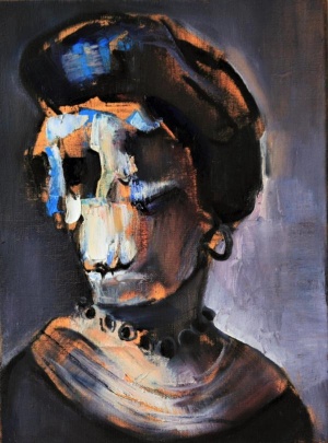 Andreana Dobreva, Damenportrait (aus „Verführung des Adels"), 2018, Öl auf Leinwand, 40x30cm