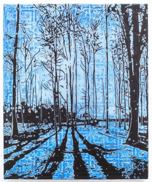 Jan Davidoff, Eiswald, 2020, Mischtechnik auf Leinwand, 50 x 40 cm, Wald, Bäume, Kunst, Konstanz
