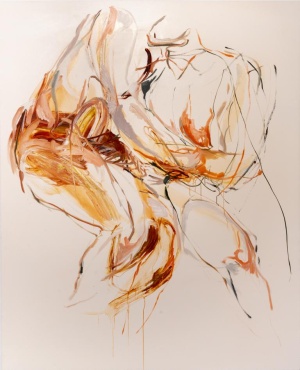 Jukka Rusanen, Intiimi, 2021, Öl, Ölpastell und Bleistift auf Leinwand, 210x170cm @Lachenmann Art
