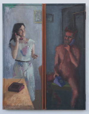 Zohar Fraiman, Long Distance, 54x42 cm (closed), oil on wooden altar, 2014, Lachenmann Art