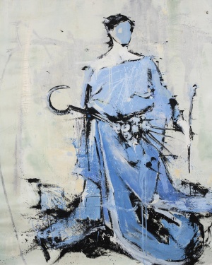 Lars Teichmann, Blue Woman, 200x160 cm, Acrylic on Canvas, 2014, Lachenmann Art