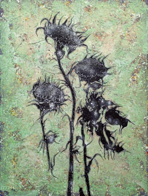 Jan Davidoff, Dreiling, 2020, Mischtechnik auf Leinwand, 160 x 120 cm, Kunst, Blumen, grün, Konstanz, Frankfurt