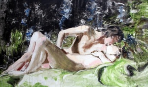 Tanja Selzer, He, 130x220 cm, Oil, Graphite on Linen, 2013