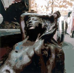 Römer + Römer, Ruhende aus Bronze, 2006, Öl auf Leinwand, 150 x 150 cm