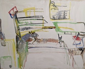 Chris Newman, o.T., 2012, Acryl und Kohle auf Leinwand, 120x150cm