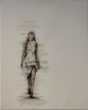 Deniz Alt, Studie einer Laufenden, 2018, Ölskizze, 100 x 80 cm
