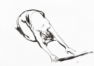 Agnes Lammert, Tänzer IV, 2019, Tusche auf Papier, 29,7x42 cm