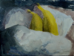 Zohar Fraiman, Bananas in Bed, 19 x 26 cm Acrylic on Paper, 2015 