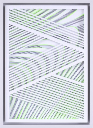 Sandra Schlipkoeter, reingrün 6037, 2021, Acryl auf Papier, 29,5 x 21cm