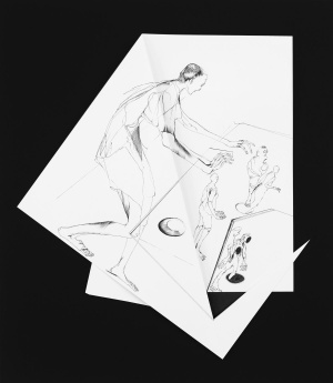 Nina Annabelle Märkl, Fragmented  fiction X, Indian ink on foldet paper, cut-outs, 44 x 38 cm, 2015 @ Lachenmann Art