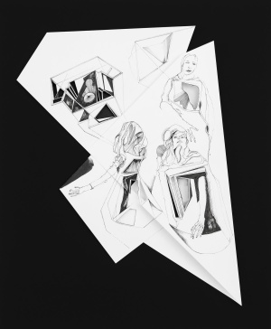 Nina Annabelle Märkl, Fragmented fiction IX,Indian ink on foldet paper, cut-outs, 44 x 36 cm, 2015, @ Lachenmann Art