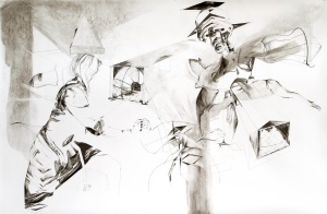 Nina Annabelle Märkl, Casting  Shadows II, 110x160cm, Carbon Pencil on paper, 2011, Lachenmann Art