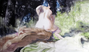 Tanja Selzer, Sonne, 130x220 cm, Oil, Graphite on Linen, 2013
