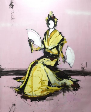 Lars Teichmann, Dancing Geisha, 2022,  Acryl auf Leinwand, 240 x 200 cm